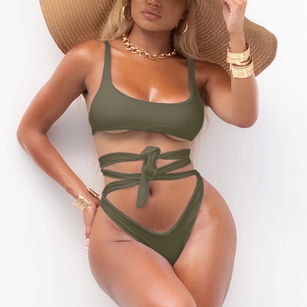 Matte collection, Olive Green Bikini, Large